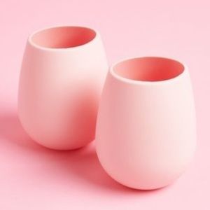 2x Pink Silicone Wine Glasses New in Package by Odeme